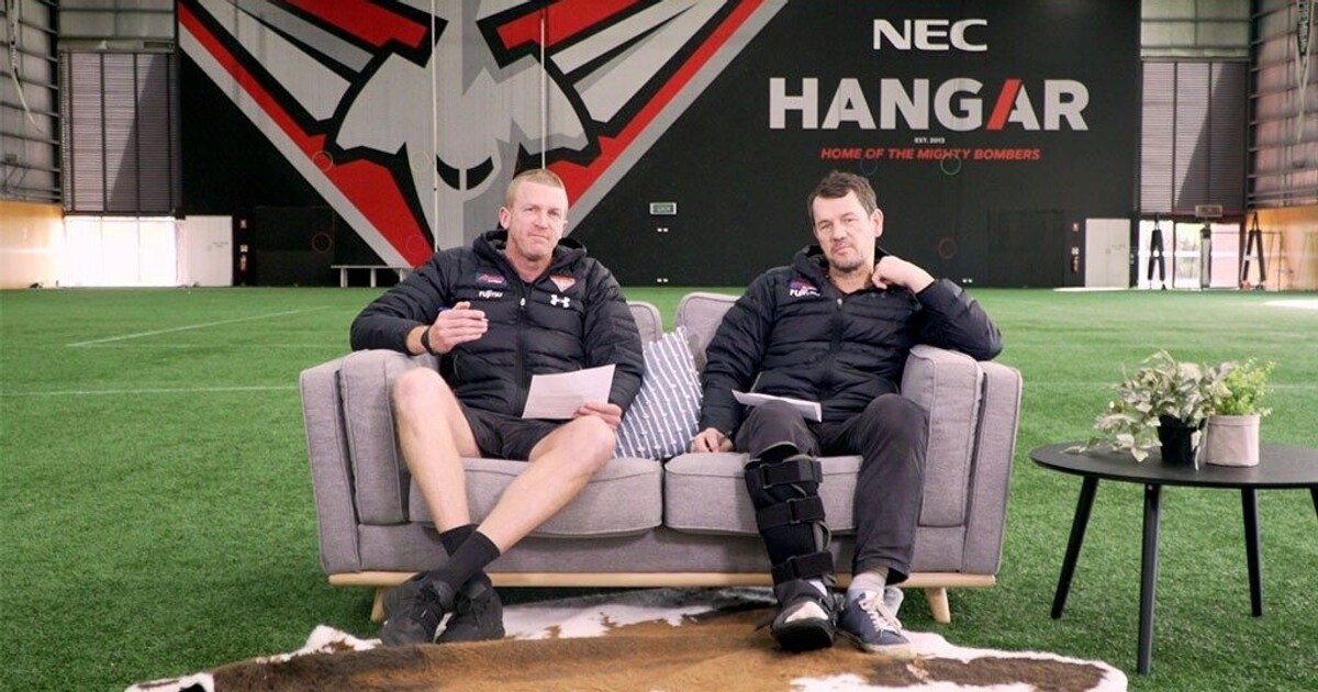On the Amart Couch Dustin Fletcher and Mark Harvey