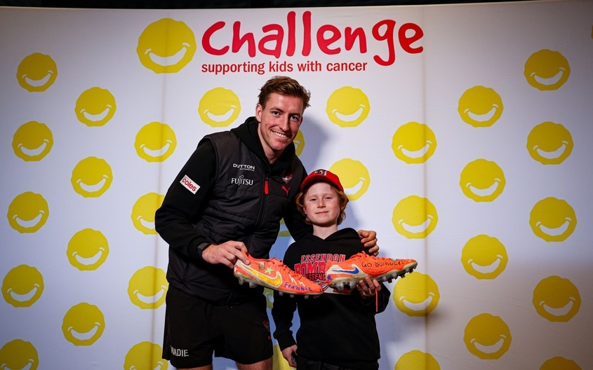 Images from Essendon's boot painting session with Challenge. (Photo: Essendon FC)