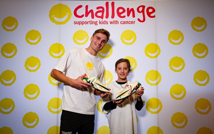 Images from Essendon's boot painting session with Challenge. (Photo: Essendon FC)
